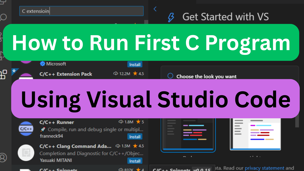 How to run first C Program using Visual Studio Code and MinGW