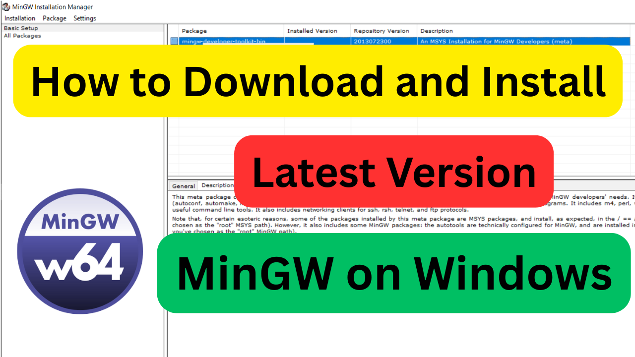 How to download and install latest version of MinGW on Windows