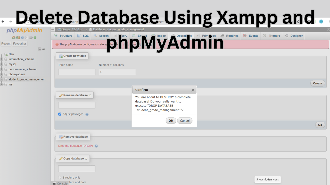 How to delete a Database from the phpMyAdmin